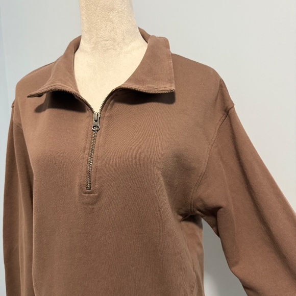 Pact Women’s  Half  Zip Organic Cotton Long Sleeve Sweatshirt Size L - Picture 2 of 7